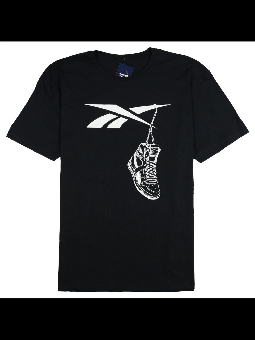 Reebok Black Tee with White Sneaker Graphic